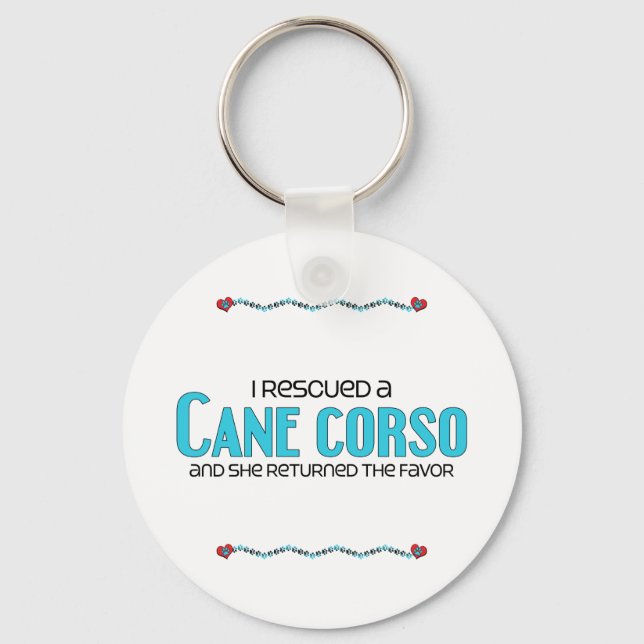 I Rescued a Cane Corso (Female Dog) Key Ring (Front)