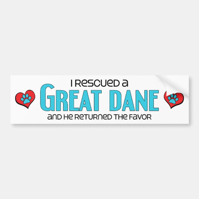 I Rescued a Great Dane (Male Dog) Bumper Sticker (Front)