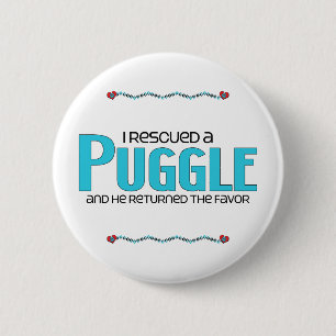 I Rescued a Puggle (Male) Dog Adoption Design 6 Cm Round Badge