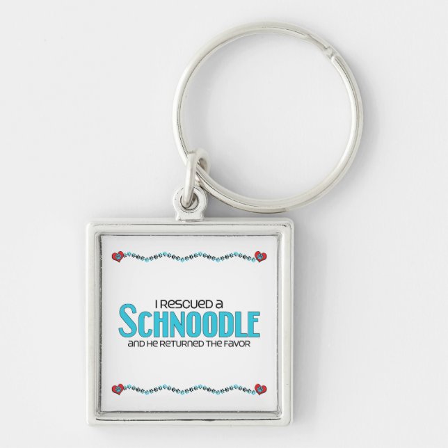 I Rescued a Schnoodle (Male) Dog Adoption Design Key Ring (Front)