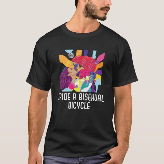 I Ride A Bisexual Bicycle Bisexual Rainbow Pride L T-Shirt (Front)