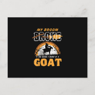 I Ride A Goat Funny Farming Halloween Farmer Gifts Announcement Postcard
