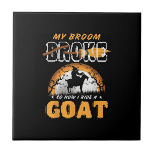 I Ride A Goat Funny Farming Halloween Farmer Gifts Tile
