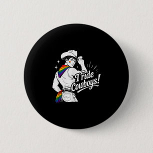 I ride gay cowboy pride rainbow lesbian lgbtq 6 cm round badge