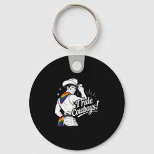 I ride gay cowboy pride rainbow lesbian lgbtq key ring