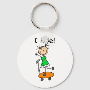 I Ride - Girl on Scooter Key Ring