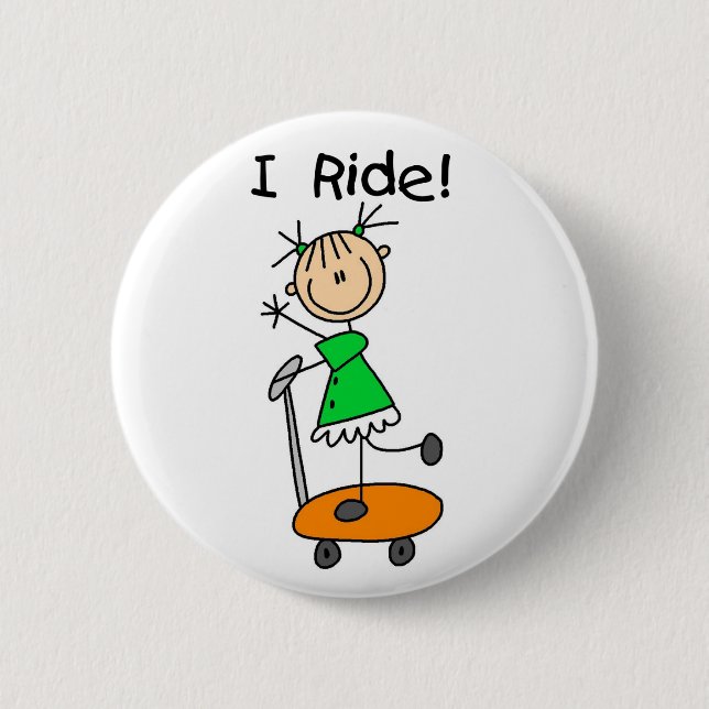 I Ride Stick Figure Button (Front)