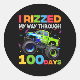 I Rizzed My Way Through 100 Days Of School Monster Classic Round Sticker