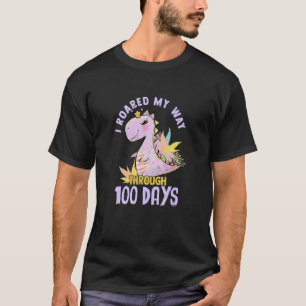 I Roared My Way Through 100 Days Cute Dinosaur Pup T-Shirt