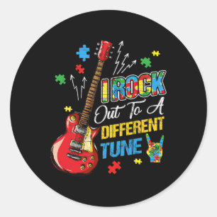 I Rock Out To A Different Tune Autism Awareness Gu Classic Round Sticker