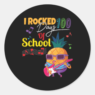 I Rocked 100 Days Of School Guitar Lover Music 100 Classic Round Sticker
