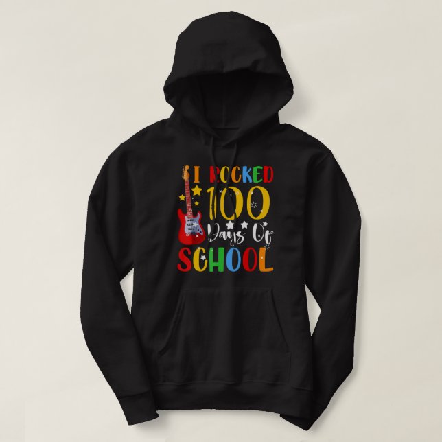 I Rocked 100 Days Of School Guitar Music Hoodie (Design Front)
