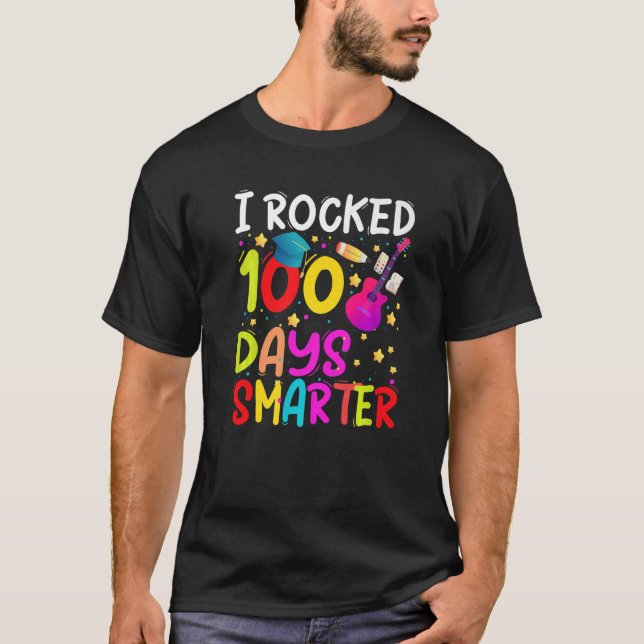 I Rocked 100 Days Smarter Guitar Music  Kids Teach T-Shirt (Front)