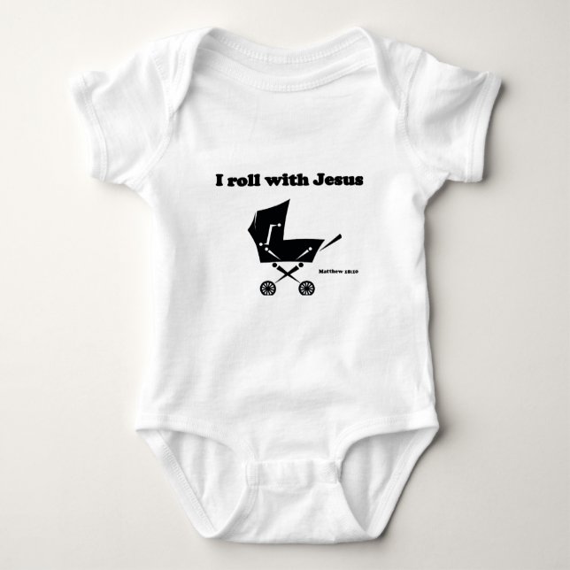I Roll with Jesus Baby Bodysuit (Front)