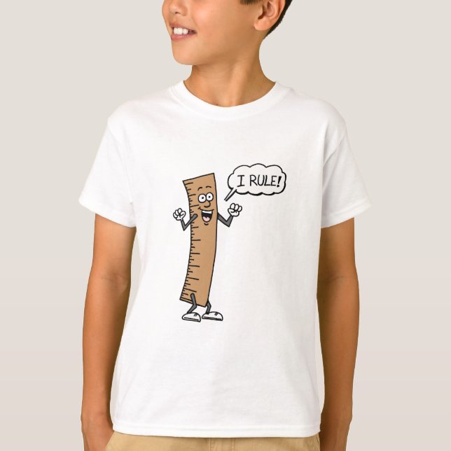 I Rule Cartoon Ruler For Kids T-Shirt (Front)