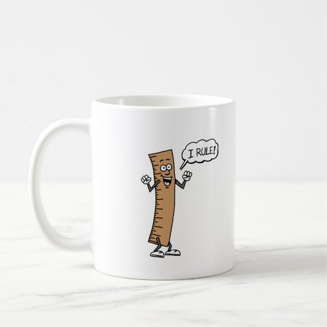 I Rule Funny Cartoon Ruler Pun Mug (Left)