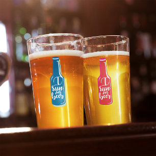 I Run For Beer Fitness Humour Red Bottle Glass