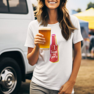 I Run For Beer Fitness Humour Red Bottle T-Shirt