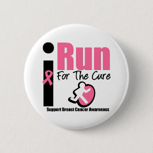 I Run For Breast Cancer Awareness Gifts 6 Cm Round Badge