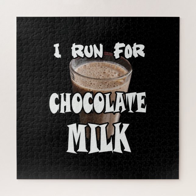I Run for Chocolate Milk Running Jigsaw Puzzle (Horizontal)