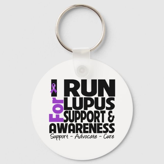I Run For Lupus Awareness Key Ring (Front)