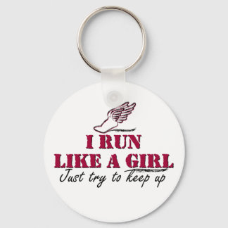I run like a girl (script) key ring