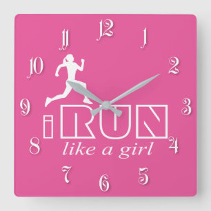 I run like a girl square wall clock