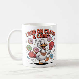 I Run On Chaos and Carbs Funny Duck Coffee Mug