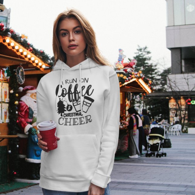 I Run On Coffee and Christmas Cheer Black Script  Hoodie (Creator Uploaded)