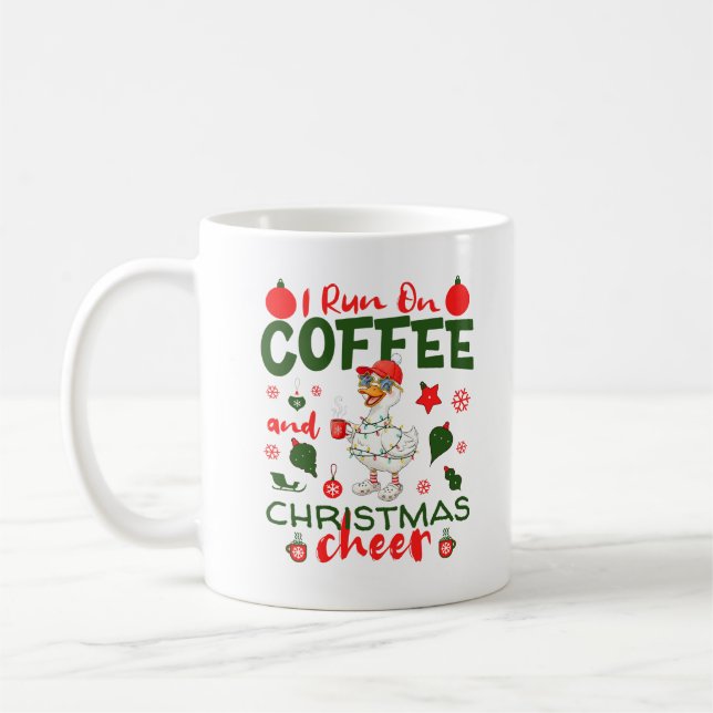 I Run On Coffee And Christmas Cheer Funny Duck  Mug (Left)