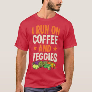I Run On Coffee And Veggies Lettuce Cucumber Vegan T-Shirt