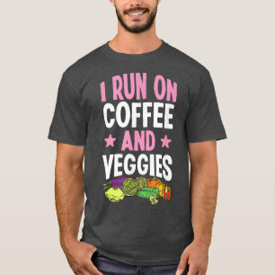 I Run On Coffee And Veggies Lettuce Cucumber Vegan T-Shirt