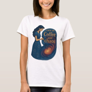 I Run on Coffee Chaos Galaxy Woman T-Shirt