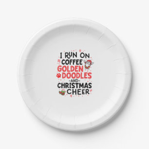 I Run On Coffee Golden Doodles And Christmas Cheer Paper Plate