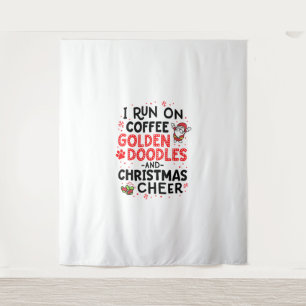 I Run On Coffee Golden Doodles And Christmas Cheer Tapestry