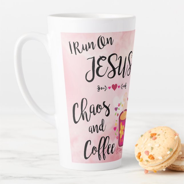 I Run On Jesus, Chaos and Coffee Latte Mug (In Situ)