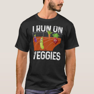 I Run On Veggies Funny Vegan Vegetarian Runner Veg T-Shirt