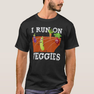 I Run On Veggies Funny Vegan Vegetarian Runner Veg T-Shirt