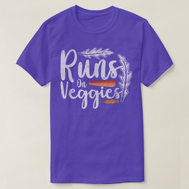 I Run On Veggies Funny Vegan Vegetarian Runner Veg T-Shirt (Design Front)