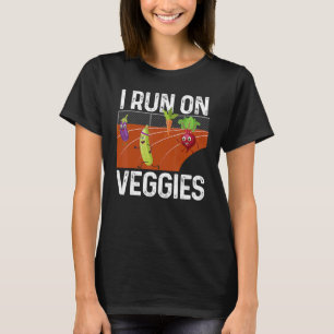 I Run On Veggies Funny Vegan Vegetarian Runner Veg T-Shirt