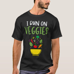 I Run On Veggies Humour Vegan Vegetarian Runner V T-Shirt