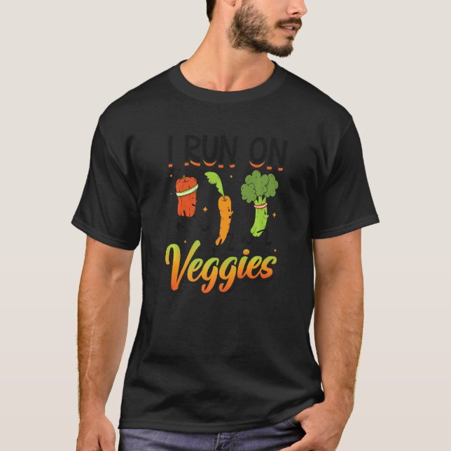 I Run On Veggies Vegan Runner T-Shirt (Front)