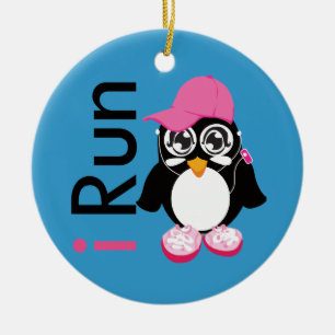 i Run Penguin Ceramic Tree Decoration