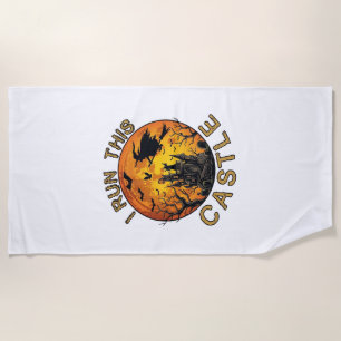I run This  Halloween Haunted Castle (2)_1 Beach Towel
