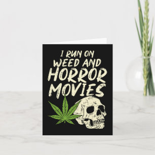 I Run Weed Horror Movies Skull Fun Halloween Stone Card