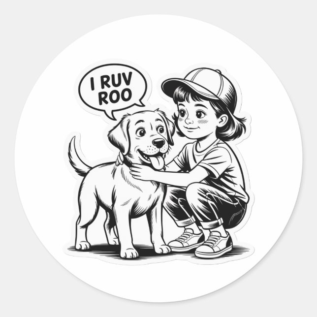 I RUV ROO CLASSIC ROUND STICKER (Front)