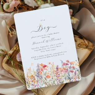I´s a Boy! Modern, Wildflower, Baby Shower Invitation