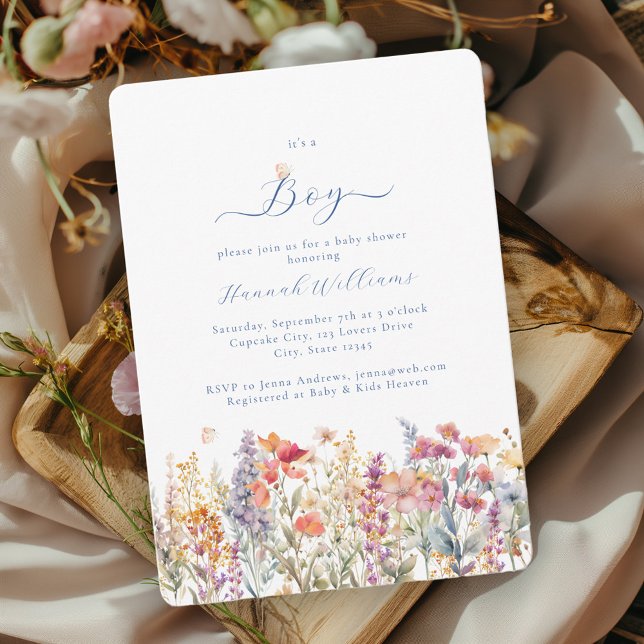 I´s a Boy! Modern, Wildflower, Baby Shower Invitation (Creator Uploaded)