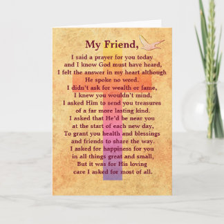 I said a prayer -- inspirational greeting card