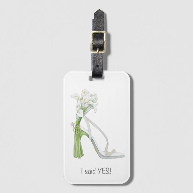 "I Said Yes" Bridal Luggage Tag (Front Vertical)
